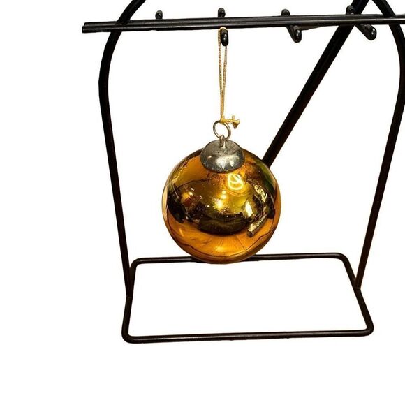 Vintage Kugel 3.9" Golden Round Christmas Ornament Germany Original Collectible - Picture 5 of 6